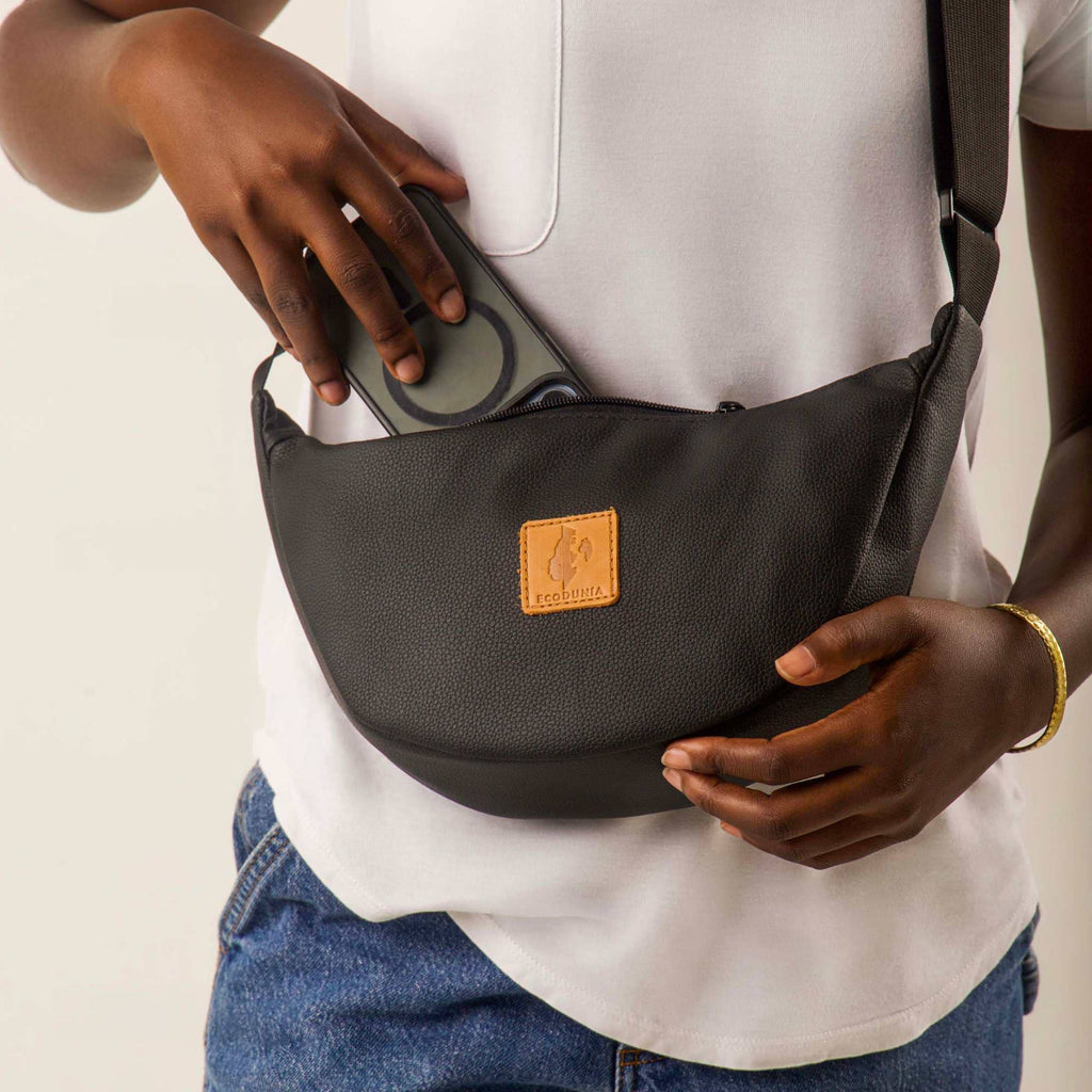 Round Mini Vegan Leather Shoulder Bag - Vegan Leather Purse